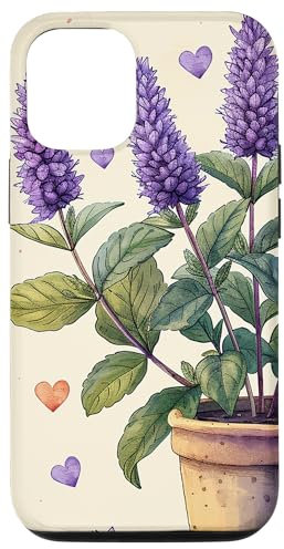 iPhone 15 Pro Anise Hyssop Plant In Pot Cottagecore Boho Hearts Graphic Case