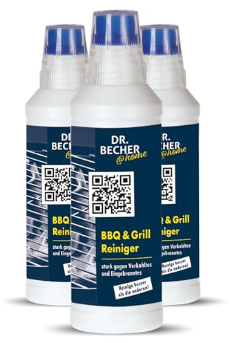 DR.BECHER @home BBQ & Grill Reiniger Gel - Entfernt eingebrannte Verkrustungen zuverlässig und selbsttätig - Ideal für Edelstahlbleche, Grillroste und feuerfestes Glas 3x 500ml