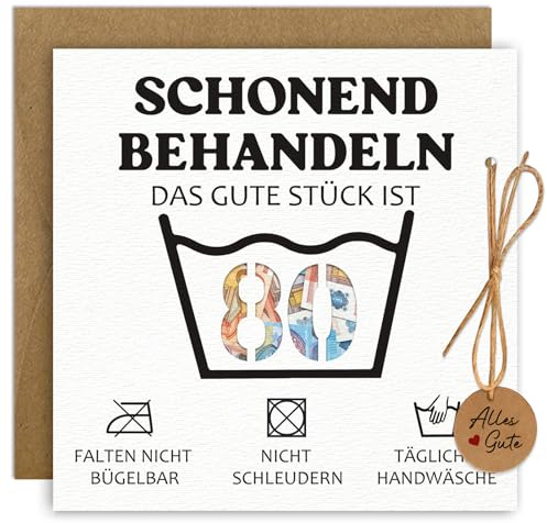 BOYATONG Geburtstagskarte 80 Geldgeschenke Verpackung mit Umschlägen, Lustig Geschenke zum 80 Geburtstag Mann Frau, Schonend Behandeln Geschenk 80. Geburtstag Mann Frau