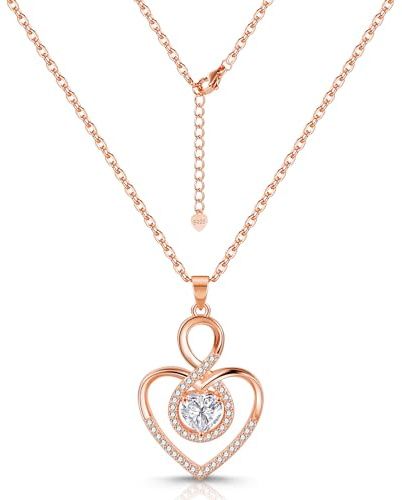 ASH'S CHOICE Gold Herz Anhänger Halskette Sterling Silber 925 Ketten Damen | Herz Unendlichkeit Anhänger Halsketten Zirkon Anhänger Kette Damen Frauen Schmuckgeschenke Muttertag Valentinstag Weihnachten