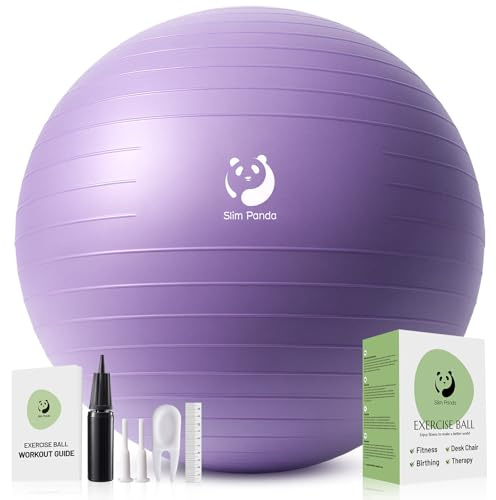 Slim panda gymnastikboll, 55–85 cm explosionssäker och halkfri sittboll med pump, mjuk yogakula träning uppblåsbar boll för seniorterapi, hem, fitness, balansträning