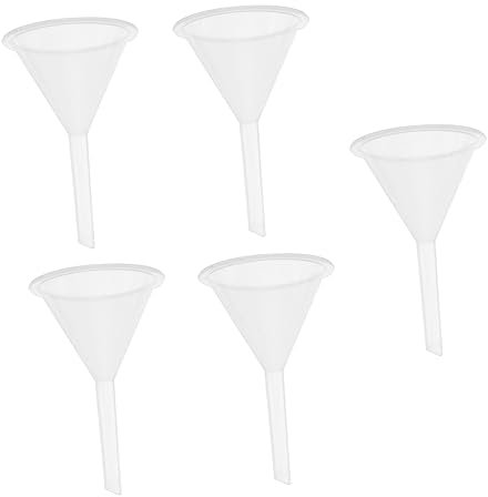 Alipis Imbuto Di Plastica Trasparente 60 Ml, Piccolo Imbuto Filtrante Multiuso Per Liquidi Auto e Cucina, Set Da 5 Pezzi Impilabili Per Olio, Benzina e Fluidi Di Trasmissione