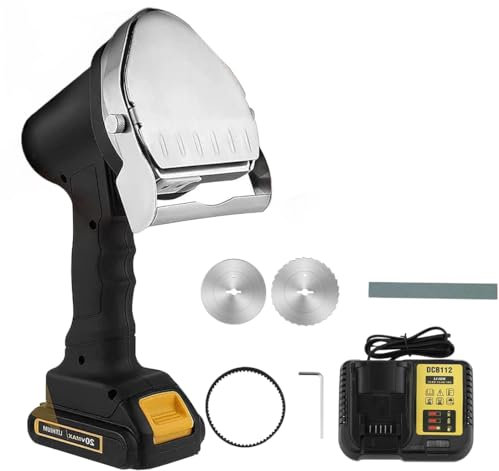 Coltello Shawarma Senza Fili Coltello Elettrico per Kebab, Affettatrice Manuale per Kebab di Tacchino con 2 Lame, Spessore Regolabile 0-8mm Affettatrice per Doner Kebab, Taglierina per Giroscopio