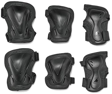 Rollerblade EVO PRO Gear 3 Pack, Inline-Skate Schonerset - Inliner Protektoren für Ellbogen, Knie und Hand für Damen und Herren, Unisex, Schwarz, L