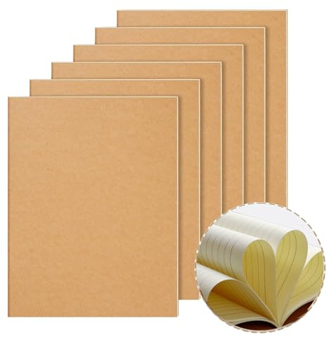 YBCPACK Kraftanteckningsbok A4-linjerad, 6 anteckningsböcker, anteckningsblock med 64 sidor (32 ark), anteckningsblock för kontor, skola och resor (21,6 x 28 cm)