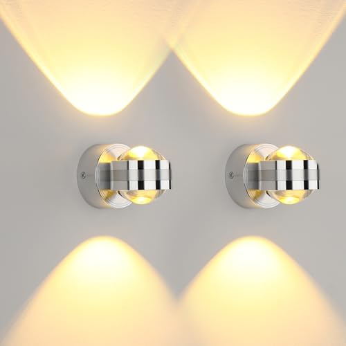 Lightsjoy 2er LED Wandleuchte Innen Aluminium Modern Wandspot, Warmweiß | Minimalistisches kreatives Design für Kulissenbeleuchtung, für Flur Wohnzimmer Schlafzimmer, LED Wandspot