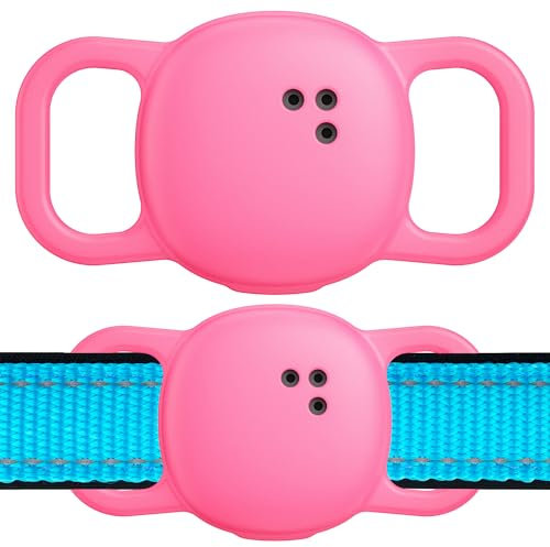 DDJ for Tile Life360 Sticker (2024) Tracker Cat Collar Case, 2-Pack Silicone Anti-Lost Protective Cover Tile Tracker Holder for Dog & Pet Collars, Durable, Easy Installation, Lightweight, Neon Pink