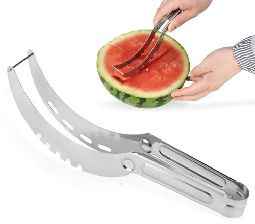 Gosknor Acciaio Inossidabile Taglierino per Anguria, Ergonomico Affettatrice Frutta per Anguria Melone Cantalupo e Melata Impugnatura Comoda Taglia Melone Strumento per Campeggio Gadget da Cucina