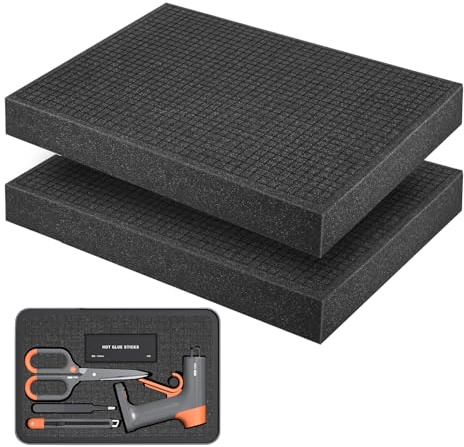 Rasterskum 2 stycken, skumsnitt 400 x 300 x 50 mm | Rasterskum kubskum, verktygslåda kamera offer skum, för bagageinlägg, miniatyrverktyg