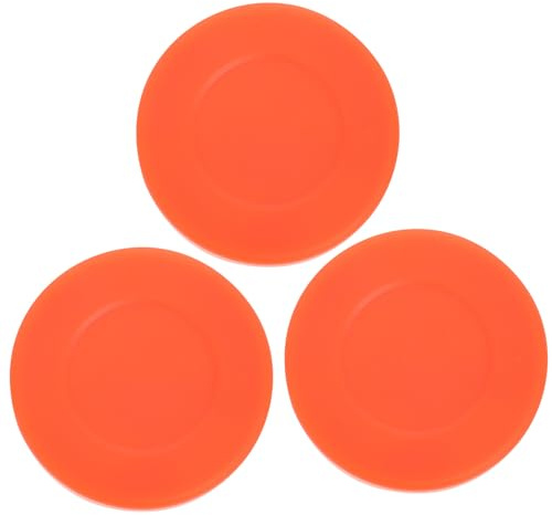 BUGUUYO 3 Stück Hockey Pucks aus PVC Verstellbare Härte Mattierte Oberfläche Orange Robustes Trainingszubehör für Straßenhockey und Eishockey für Outdoor Spiel und Wettkampf