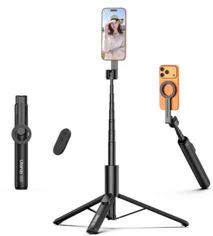 ULANZI SK27 Trépied Magnétique pour Téléphone 165 cm, Perche à Selfie avec Télécommande Bluetooth, Portable Support Pliable Tout-en-Un Compatible avec iPhone 17 16 15 14 13 12 MagSafe