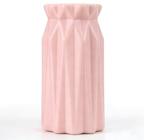 Eastrise Plastic Vases, Nordic Geometric Flower Vases (Pink)