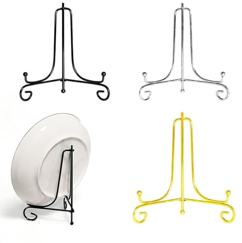 COYUN Tellerständer, 3 Pcs Tellerständer Metall,Staffelei aus Schmiedeeisen, Bilderrahmenhalter, Präsentationsständer aus Eisen, Wohnaccessoires, für Teller, Bücher, Fotos und Geschirr
