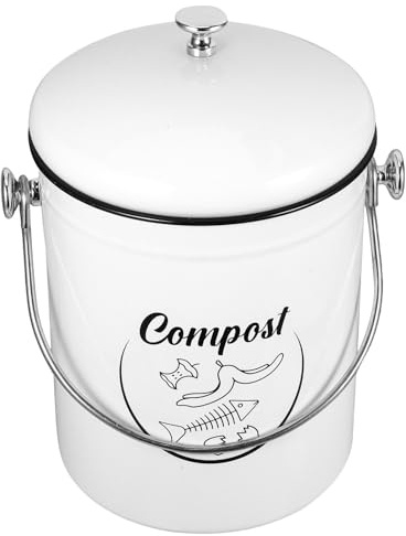 Angoily Cubo de Residuos de Alimentos para Cocina 5l con Tapa de Hierro Contenedor de Compost Ecológico Doméstico para Reciclaje y Gestión de Desperdicios en Mostrador