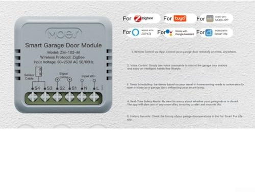 Garage Door Opener Switch for, for Alexa & for HomeKit – Flame-Retardant PC Wall-Mounted Timer-Controlled Electrical