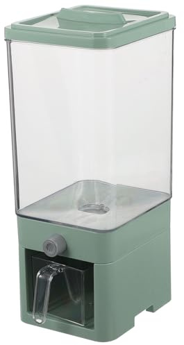 BESTOYARD Cereal Dispenser with Measuring Cup 3.75L Green | PET and PP Kitchen Countertop Dry Food Storage Container for Rice, Beans