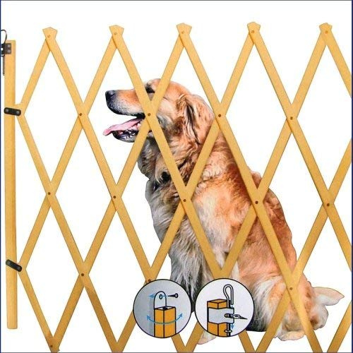 Hundeabsperrgitter Bambus 60-108 cm Treppengitter Natur Türschutzgitter | BURI Hundegitter aus Holz, ausziehbar und 85 cm hoch für Türen, Treppen und sichere Wohnungsbereiche für Haustiere