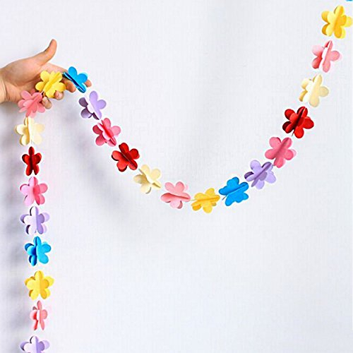 Oblique Unique® Deckenhänger 3D Girlande Bunt - hängende Papiergirlande Banner Deko - Motiv wählbar (Blumen Bunt)