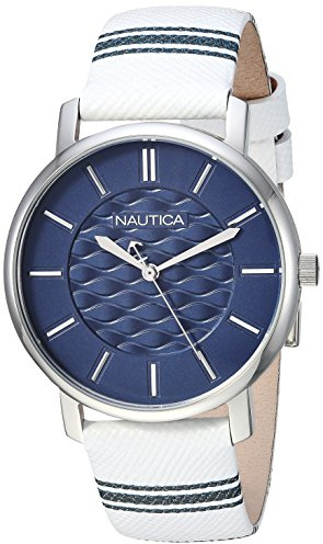 Nautica Coral Gables NAPCGS002 Orologio casual al quarzo da donna, in acciaio inox e nylon, colore: bianco