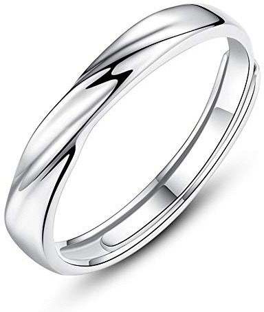 Josfeva Homme Bague de Fiançailles Bague de Mariage Argent Sterling 925, Bague de couple Bague Ouverte Anneau Réglable Hypoallergénique pour Homme Unisexe, Cadeau Mariage Saint-Valentin