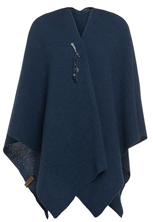 Knit Factory - Jazz Stickad Öppen Poncho - Jeans - One Size