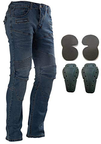 Motorcykel ridning jeans rustning racing cykelbyxor med 4 knä-höftskyddsdynor