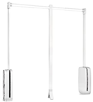 Emuca - Kleiderlift für Garderoben Sling, 450-600mm, Weißer Kunststoff, Stahl und Kunststoff