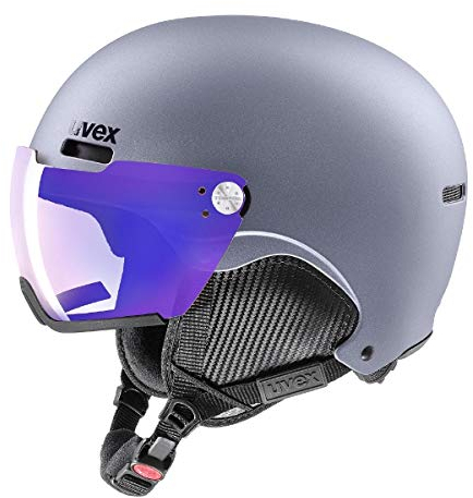 uvex hlmt 500 Visor V - Skihelm für Damen und Herren - mit Visier - individuelle Größenanpassung - Strato met matt - 52-55 cm