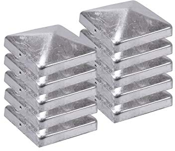 H2i - 10 tappi per pali di recinzione, zincati, dimensioni: 71 mm, 91 mm, 96 mm, 101 mm, 111 mm, 121 mm (71 x 71 mm)