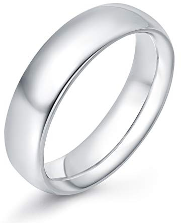 KAZITSAN 6mm Stainless Steel Ring for Men High Polish Plain Dome Silver Wedding Band Comfort Fit Size 9