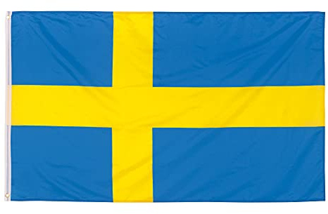 aricona flagga – Sveriges flagga med 2 metallöljetter – väderbeständig – svensk nationalflagga 90 x 150 cm