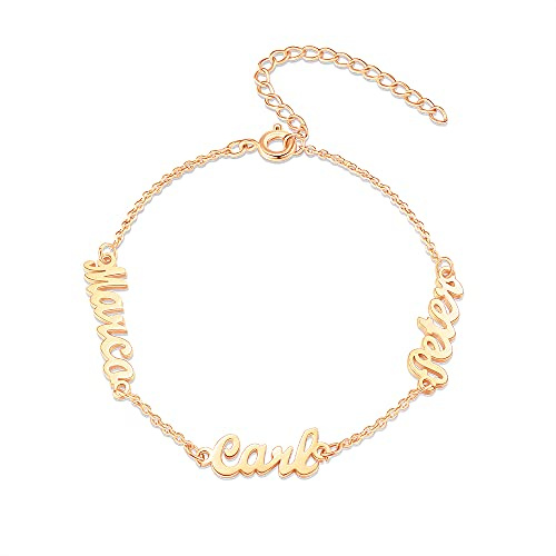 Jeweidea Damen Armbänder Personalisierte Armbänder mit Namen Gravur für Frauen Gold Silber Roségold Armbänder für Mama Oma Mädchen Damen Schmuck Muttertagsgeschenke Geburtstag