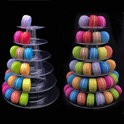 Gawertoy - Alzata rotonda a 6 ripiani per torta, in plastica, per cupcake, dessert, pasticceria, antipasti, piatti da portata, per Natale, matrimoni, baby shower, feste di compleanno