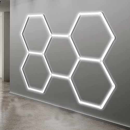 KHELSE Hexagon Garage Lights, 24 Packs Led Light, 6500lm 144w 5 Grid Super Bright Garage Ceiling Lights, Car Detailing Light for Warehouse Workshop Gym Basement Car Care Wash Room