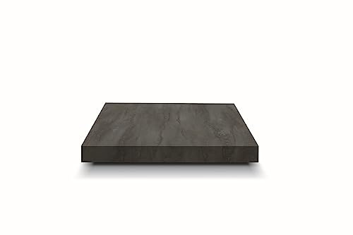KONTE.DESIGN Tavolino CAMOGLI in legno, vari colori trasformabile in tavolo da pranzo 120x80 cm - 220x80 cm altezza da 30 a 77 cm (Acciaio Ossidato E Base Nera)