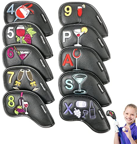 Copertine in ferro per mazza da golf – 10 /set da golf in ferro Wedge Head Cove | modello di bicchiere da vino Wedge Iron Protective Headcover, copertura testa per mazza da golf per Iron Driver