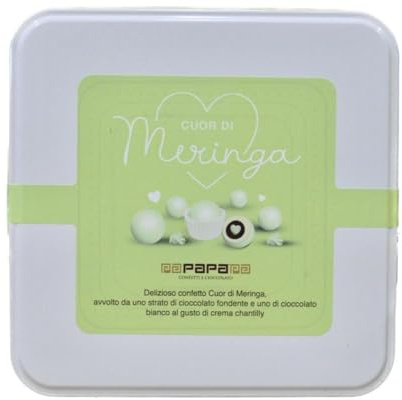 Scatola da 700 grammi di confetti papa CUORE DI MERINGA con pirottini inclusi IN SCATOLA DI LATTA ELEGANTE E DI IMPATTO | VARI COLORI DISPONIBILI (Verde)
