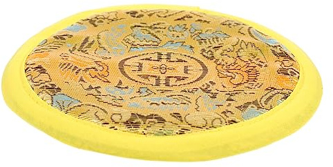 Buddhistische Klangschalenmatte aus Baumwollstoff Gelb, 1 Stück | Nepalesisch Handgenäht, Schlichtes Design, Tragbar, Zubehör für Klangschale