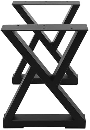 Bollomgy Tischbeine Metall Schwarz 2 Stück X Form Industrial Tischgestell Tischkufen Tischbeinen für Esstisch Schreibtisch Couchtisch