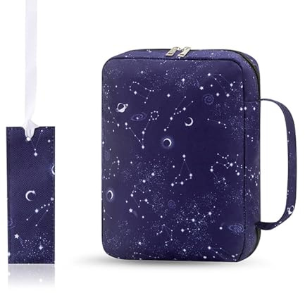 Hixingo Buchhülle Schutzhülle für Bücher aus Stoff, Buchhülle mit Reißverschluss Buchschutz Buchhüllen für Taschenbücher Buchhülle für Buchliebhaber (Sternbild,26x19cm)