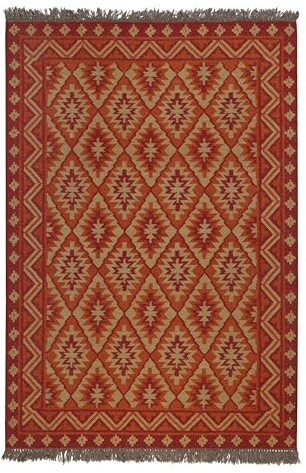 green looop Alfombra Kilim hindú refinamiento tejido a mano para el salón o el dormitorio - Clare (80 x 150 cm, rojo óxido)