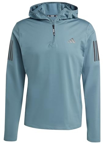 adidas Herren Own the Run Winterized Hooded Half-Zip, Preloved Teal, L