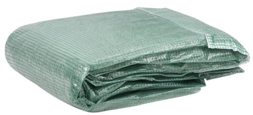 puraday Bâche de rechange pour serre de jardin - 18 m² - 3 x 6 x 2 m - Vert - Protection contre le gel - Pour plantes - Serre de légumes - Serre à tomates - Résistant aux UV - 8 fenêtres latérales et