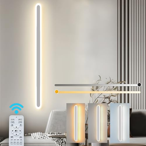 ZTWLEED LED Wandleuchte Innen 100CM/38W Wandlampe mit Fernbedienung | Dimmbar 10-100%,3000K-6000K, Lange Wandleuchte für Schlafzimmer Wohnzimmer Korridor Treppenhaus,110-240V,Weiß