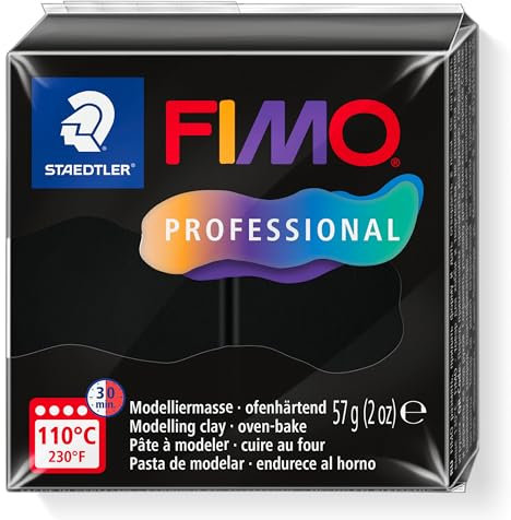 STAEDTLER FIMO Professional 8040 ofenhärtende Modelliermasse, speziell für Profis und Künstler, Einzelprodukt schwarz, 8040-9
