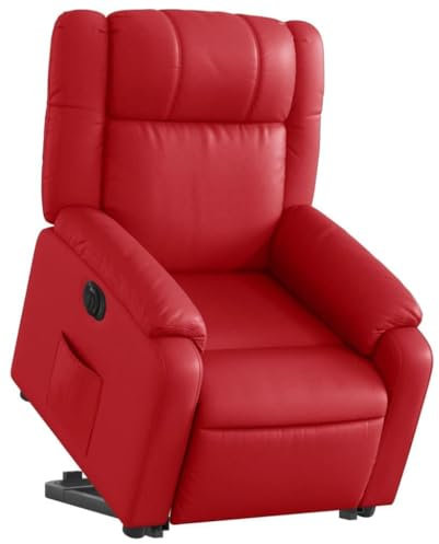 vidaXL Relaxsessel, Sessel mit Aufstehhilfe Elektrisch, Fernsehsessel mit Liegefunktion, Liegesessel Aufstehsessel für Wohnzimmer, Rot Kunstleder