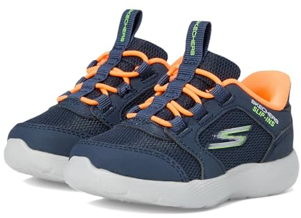 Skechers Pojkens Dyna-lite Turbo-Brisk Buddies Sneaker, Marinblå syntetisk textil orange lime trim, 9 UK Child