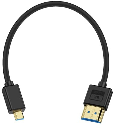 Maxhood Ultra Thin Short HDMI to Micro HDMI Cable 0.3M, Soft Slim 8K Micro HDMI to HDMI Cable High Speed 48Gbps Micro HDMI 2.1 Cable Compatible for Raspberry Pi 5 4, Hero 9/8/7