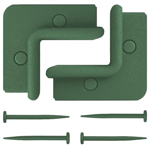 FlexiBorder Lot de 2 coins extérieurs en caoutchouc vert à 90° - Bordure de jardin pour pelouse, allées et parterres de fleurs