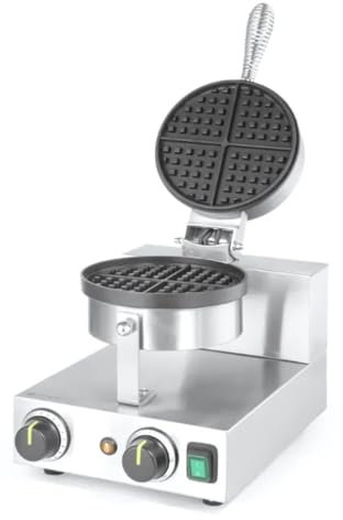MBH - Gofrera profesional redonda. Máquina de gofres industrial con termostato y temporizador para hostelería